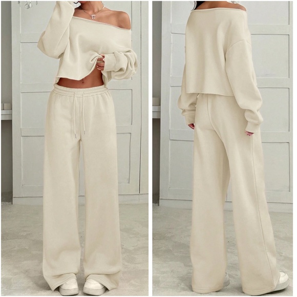 Cozy Fleece Oversized Top Stretchy Waist Pants Lounge Set - Picture 2 of 4